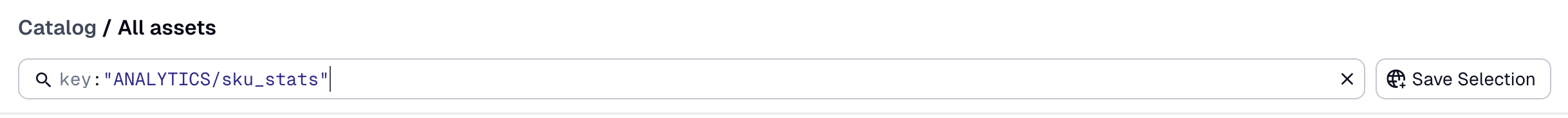 Create selection from asset selection
